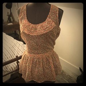 Peplum blouse with waist tie